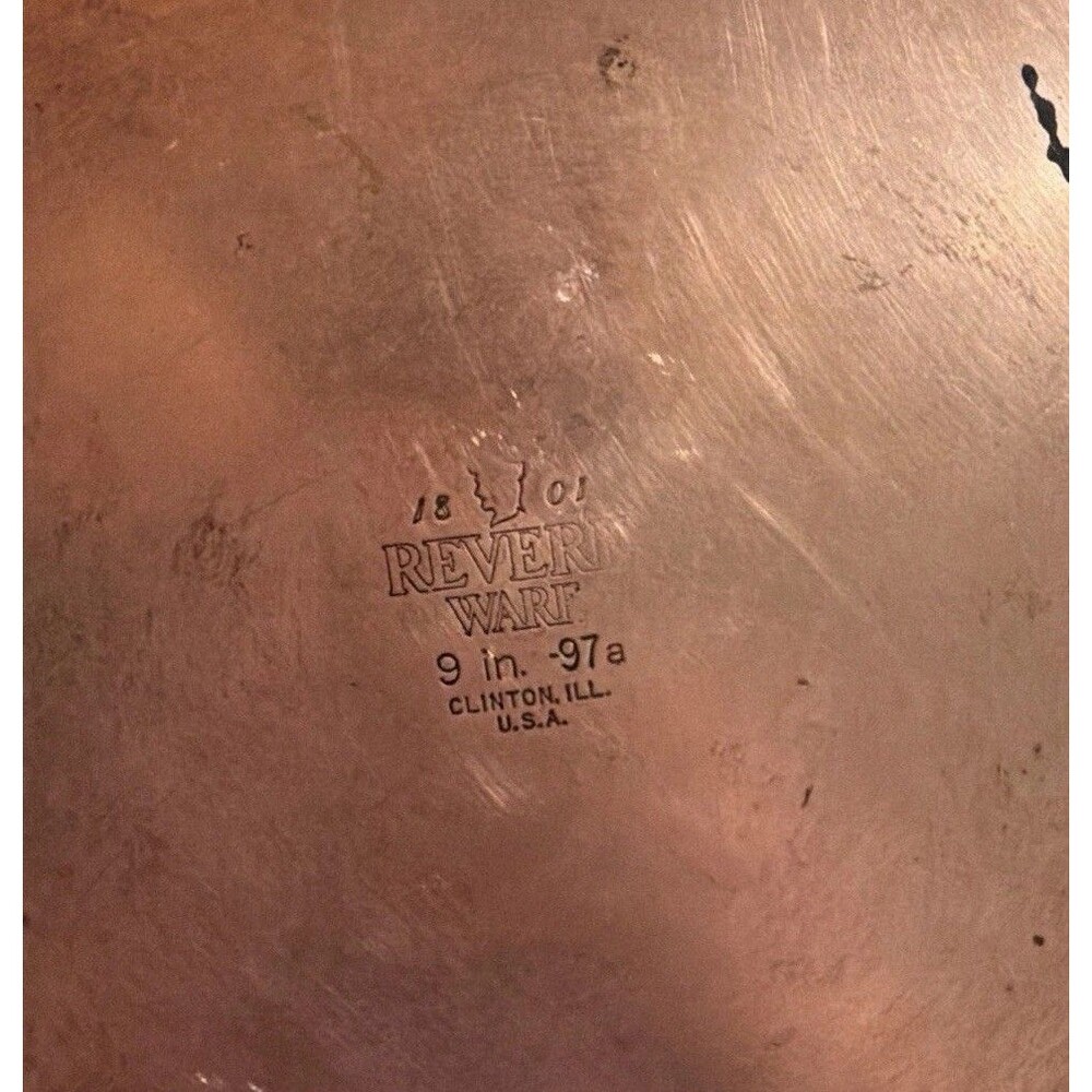 Revere Ware 1801 9” Skillet Copper Clad Frying Pan Clinton, IL 1997 Vintage - Picture 12 of 12